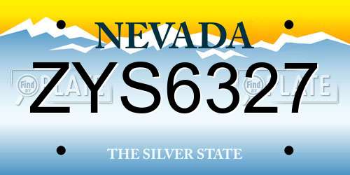 ZYS6327 Nevada License Plate