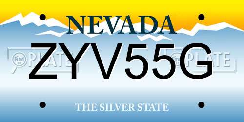 ZYV55G Nevada License Plate