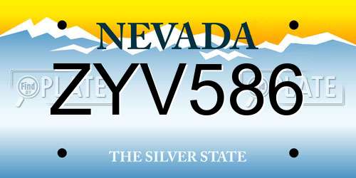 ZYV586 Nevada License Plate