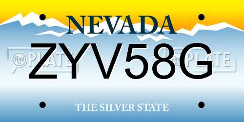 ZYV58G Nevada License Plate