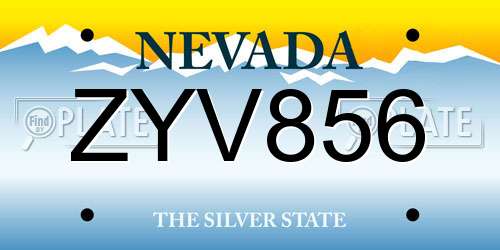 ZYV856 Nevada License Plate