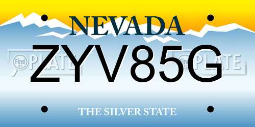 ZYV85G Nevada License Plate
