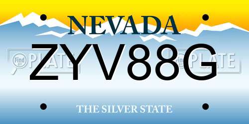 ZYV88G Nevada License Plate