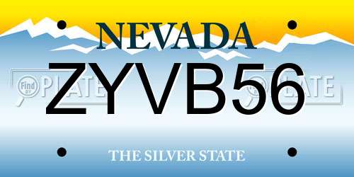 ZYVB56 Nevada License Plate