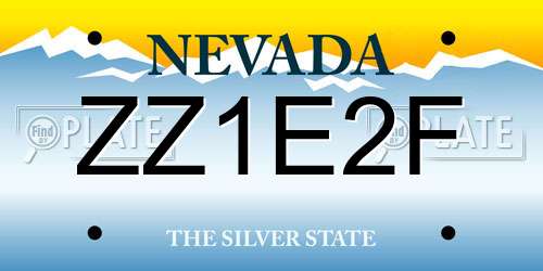 ZZ1E2F Nevada License Plate