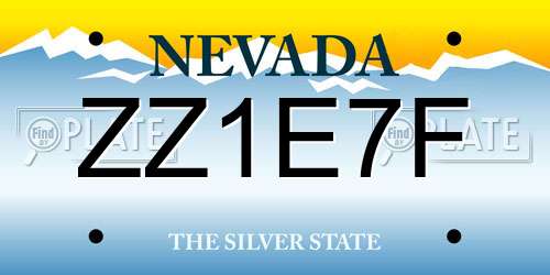 ZZ1E7F Nevada License Plate