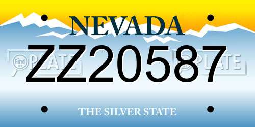 ZZ20587 Nevada License Plate