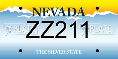 ZZ211 Nevada License Plate