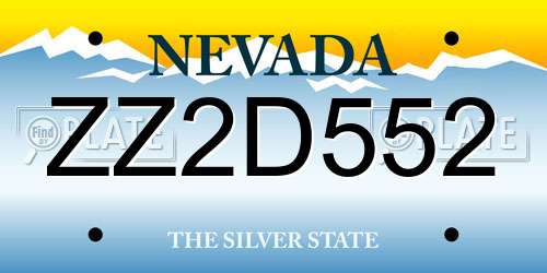 ZZ2D552 Nevada License Plate