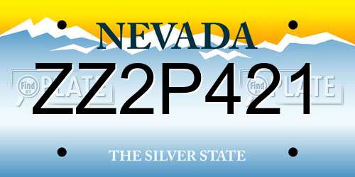 ZZ2P421 Nevada License Plate