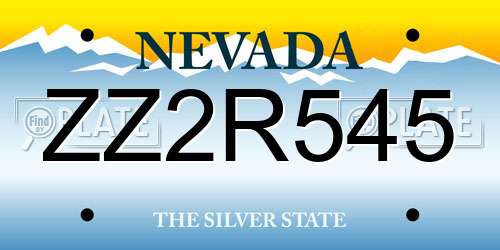 ZZ2R545 Nevada License Plate