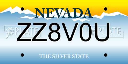 ZZ8V0U Nevada License Plate