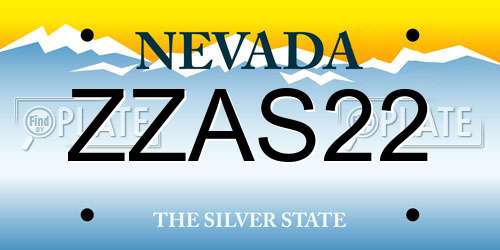 ZZAS22 Nevada License Plate