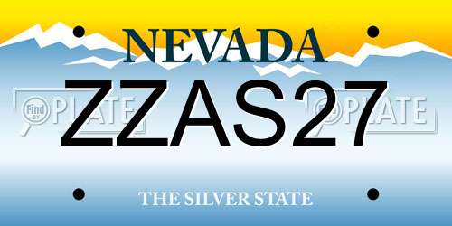 ZZAS27 Nevada License Plate