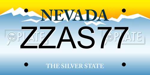 ZZAS77 Nevada License Plate