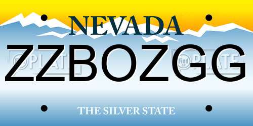 ZZBOZGG Nevada License Plate