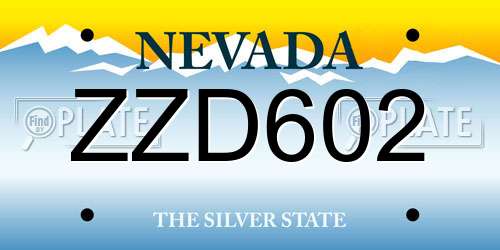 ZZD602 Nevada License Plate
