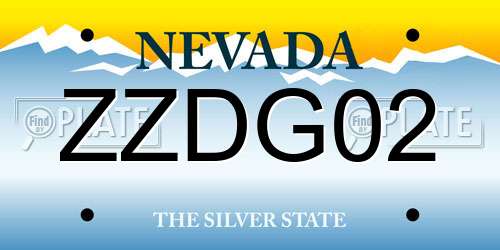 ZZDG02 Nevada License Plate