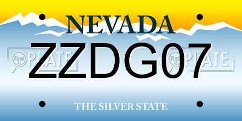 ZZDG07 Nevada License Plate