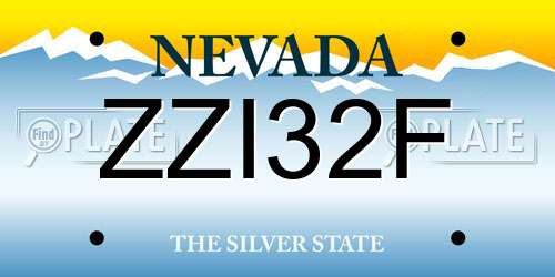 ZZI32F Nevada License Plate