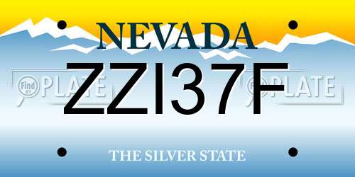 ZZI37F Nevada License Plate