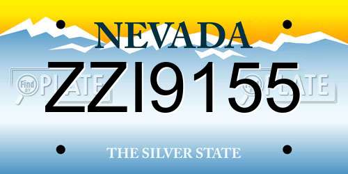 ZZI9155 Nevada License Plate