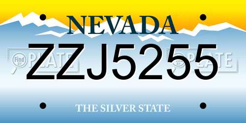 ZZJ5255 Nevada License Plate