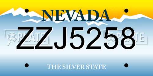 ZZJ5258 Nevada License Plate