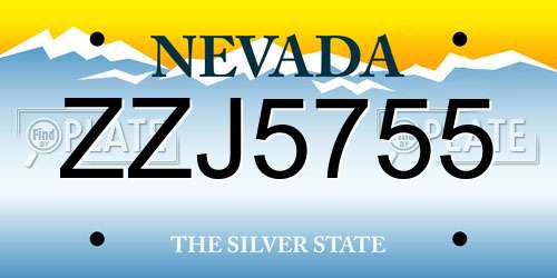 ZZJ5755 Nevada License Plate