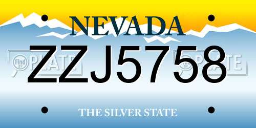 ZZJ5758 Nevada License Plate