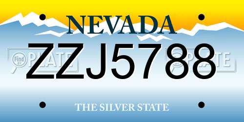 ZZJ5788 Nevada License Plate