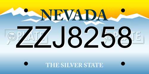 ZZJ8258 Nevada License Plate