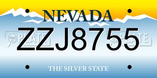 ZZJ8755 Nevada License Plate