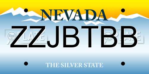 ZZJBTBB Nevada License Plate