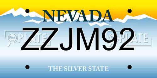 ZZJM92 Nevada License Plate