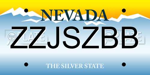 ZZJSZBB Nevada License Plate
