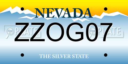 ZZOG07 Nevada License Plate