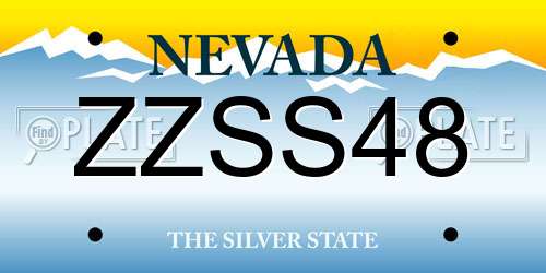 ZZSS48 Nevada License Plate