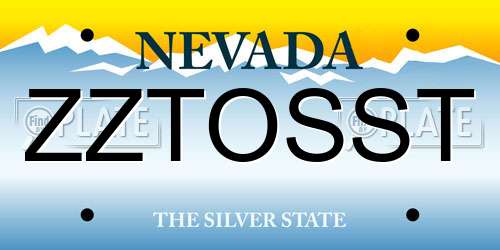ZZTOSST Nevada License Plate