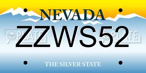 ZZWS52 Nevada License Plate