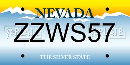 ZZWS57 Nevada License Plate