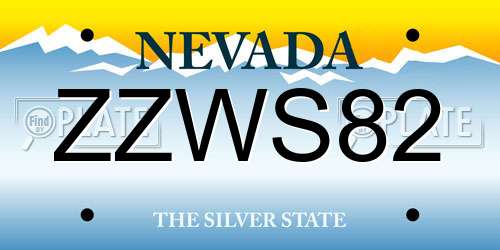 ZZWS82 Nevada License Plate
