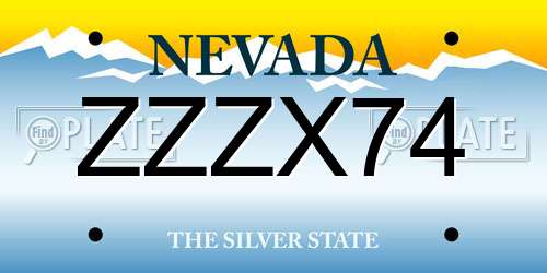 ZZZX74 Nevada License Plate