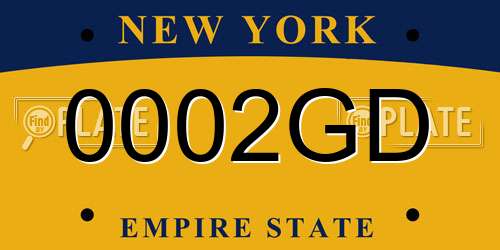 0002GD New York License Plate