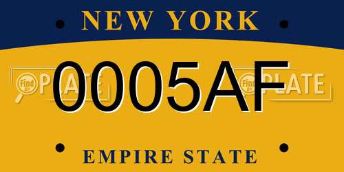 0005AF New York License Plate