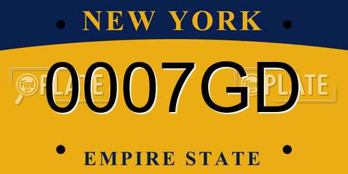 0007GD New York License Plate