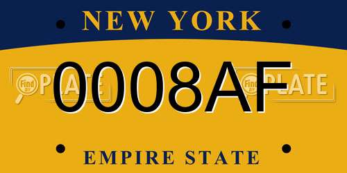 0008AF New York License Plate
