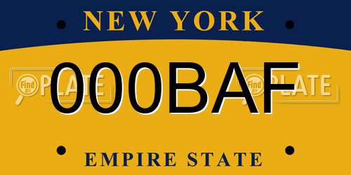 000BAF New York License Plate