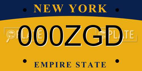 000ZGD New York License Plate