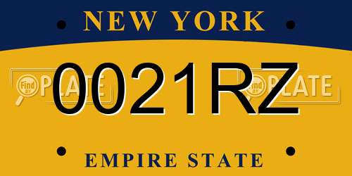 0021RZ New York License Plate